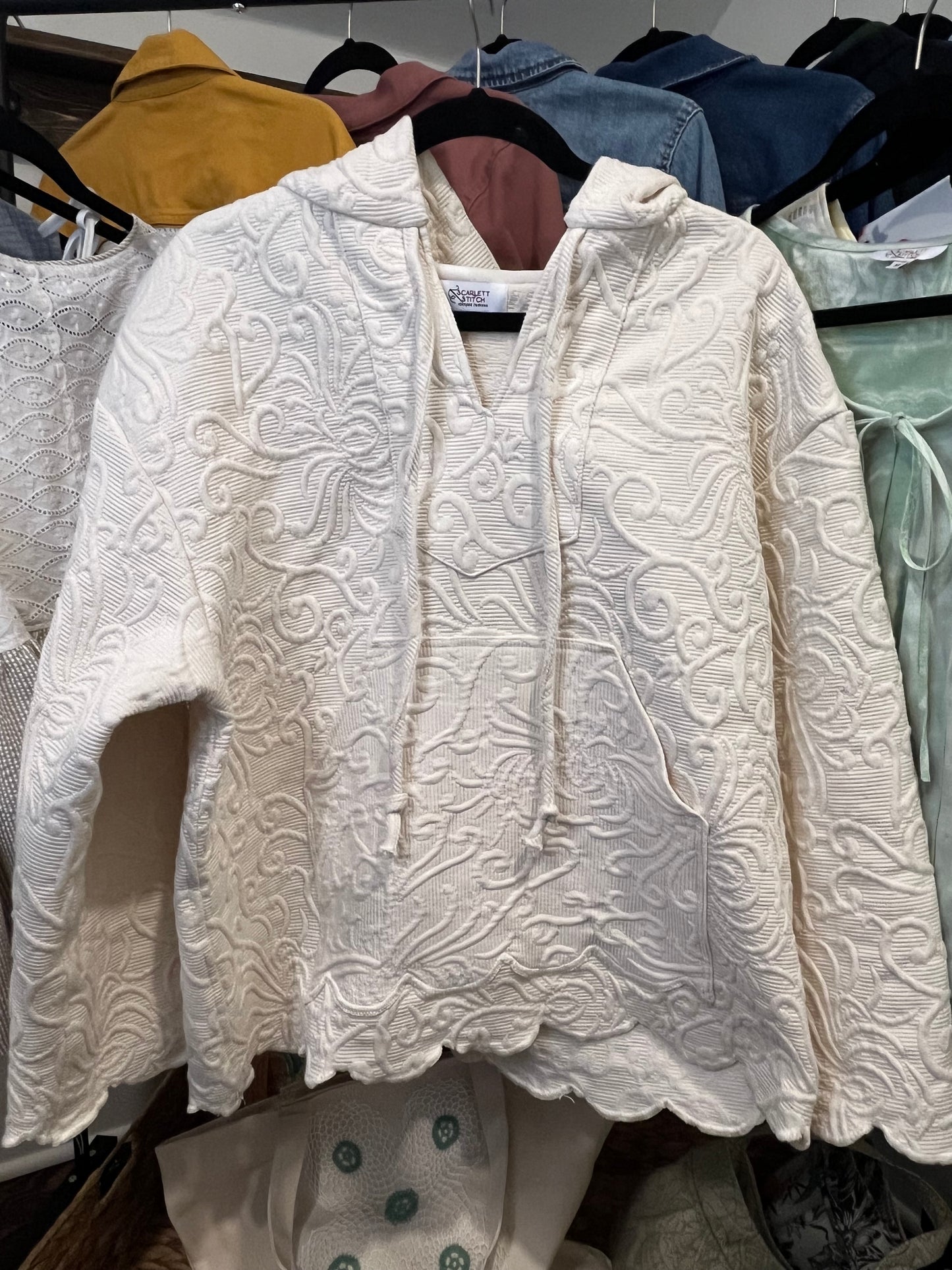 Cream Coverlet Hoodie